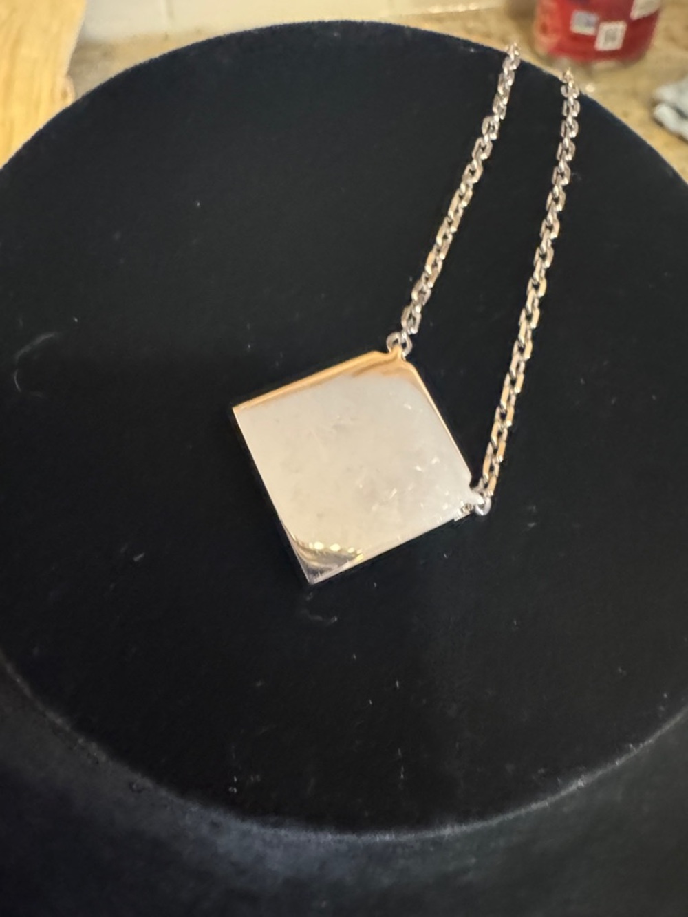 Fendi Shadow Necklace with a square pendant cable link chain, Palladium finish - Picture 5 of 11